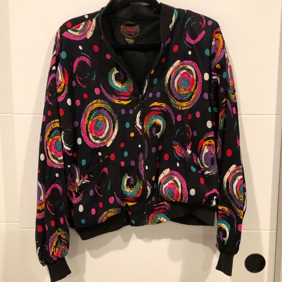 Fabulous Vintage 80s Zip Up Jacket Size L - Picture 1 of 6
